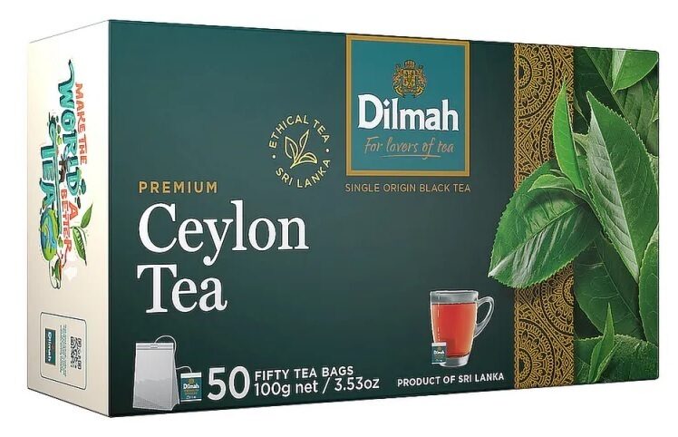 Dilmah Ceylon Tea Ceilonas melnā tēja paciņās 100 g (50 gab.)